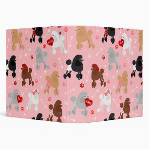 Poodle Valentine Pattern 3 Ring Binder