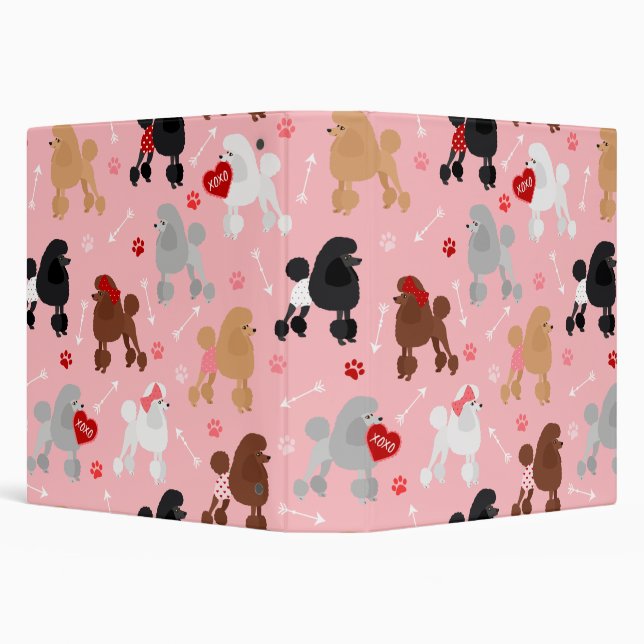 Poodle Valentine Pattern 3 Ring Binder (Background)