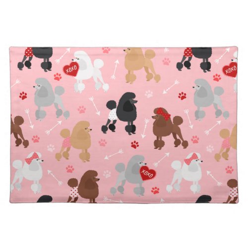 Poodle Valentine Pattern Cloth Placemat