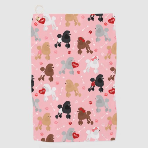 Poodle Valentine Pattern Golf Towel