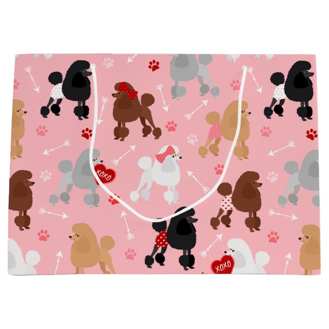 Poodle Valentine Pattern Large Gift Bag (Front)