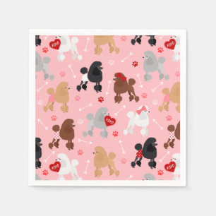 Poodle Valentine Pattern Napkins
