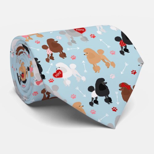 Poodle Valentine Pattern Neck Tie