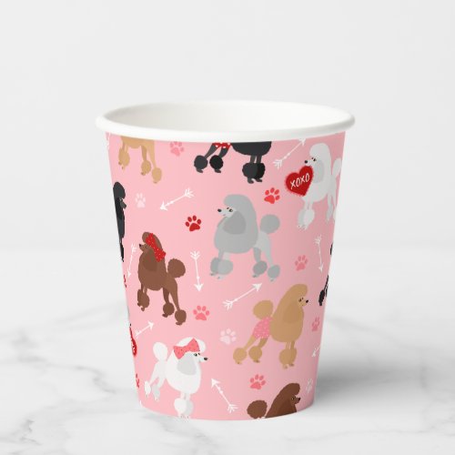 Poodle Valentine Pattern Paper Cups