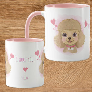 Poodle Valentine Watercolor Mug with Custom Name