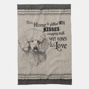 Poodle vintage portrait cute quote kitchen towel