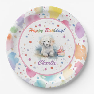 Poodle Watercolor Paper Plate