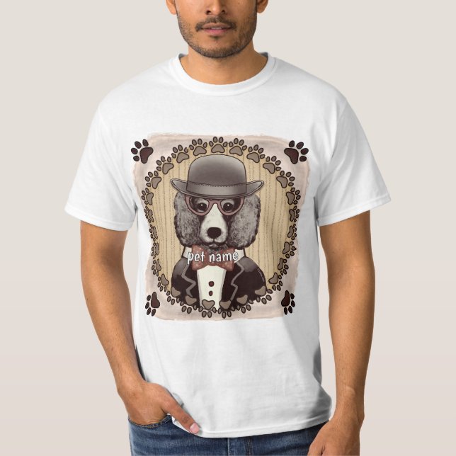 Poodle wearing glasses t-shirt (Front)
