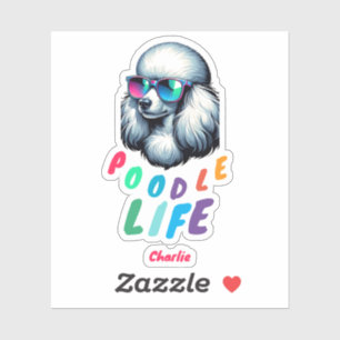 Poodle Wearing Sunglass Colorful Animal Lover Gift Sticker