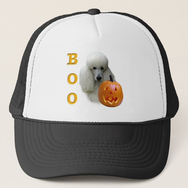 Poodle (White Coated) Boo Trucker Hat (Front)