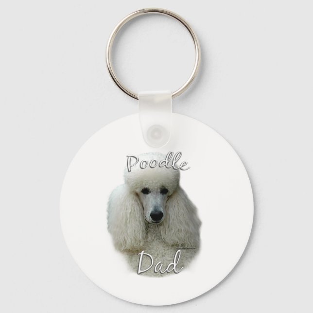 Poodle (white) Dad 2 Keychain (Front)
