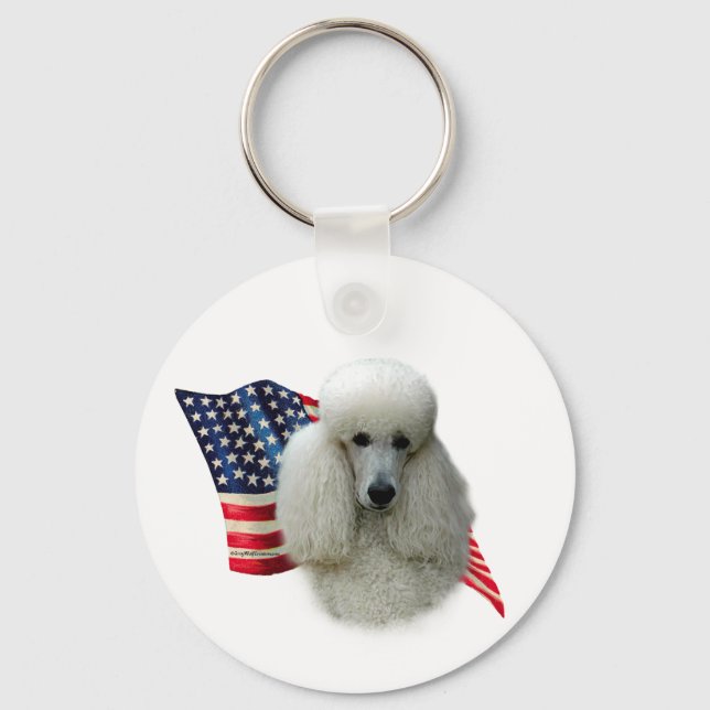 Poodle (white) Flag Keychain (Front)