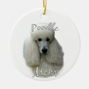 Poodle (wht) Mom 2 Ceramic Ornament