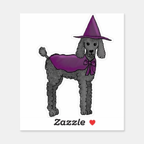 Poodle witch cute halloween witch  sticker