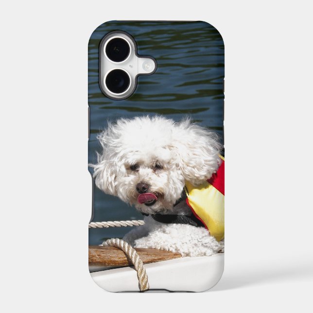 Poodle with life jacket iphone case (Back)