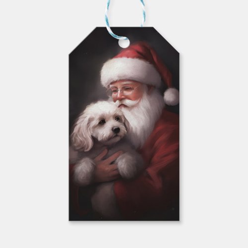 Poodle With Santa Claus Festive Christmas  Gift Tags