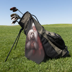 Poodle With Santa Claus Festive Christmas Golf Towel