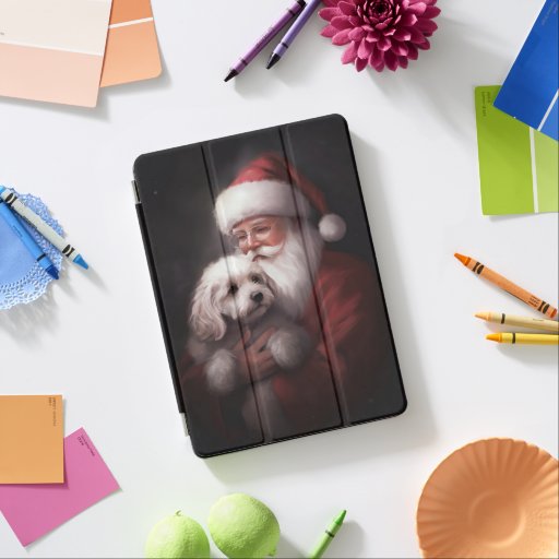 Poodle With Santa Claus Festive Christmas  iPad Air Cover