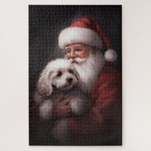 Poodle With Santa Claus Festive Christmas  Jigsaw Puzzle
