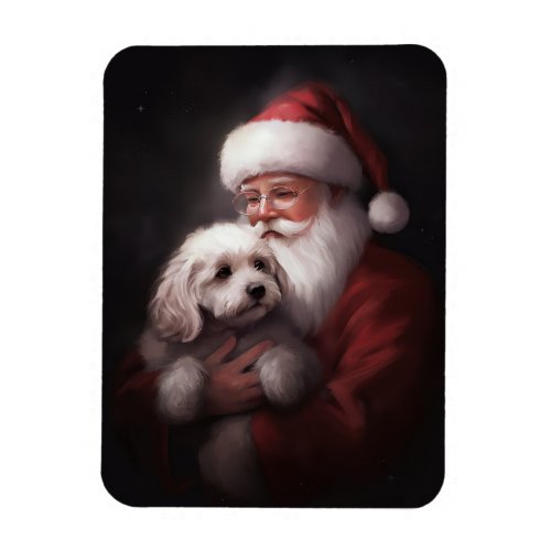 Poodle With Santa Claus Festive Christmas  Magnet