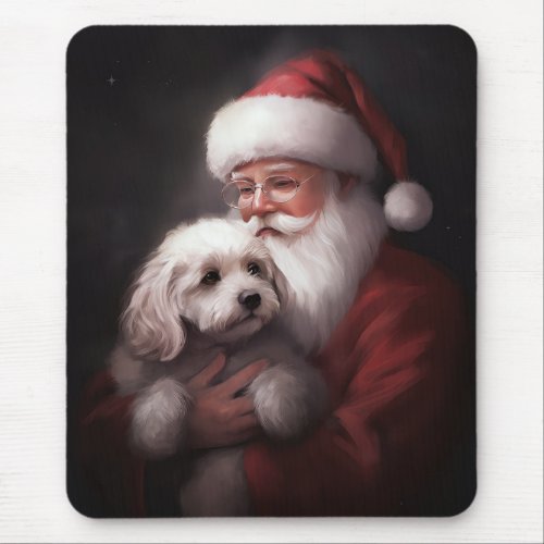 Poodle With Santa Claus Festive Christmas  Mouse Pad