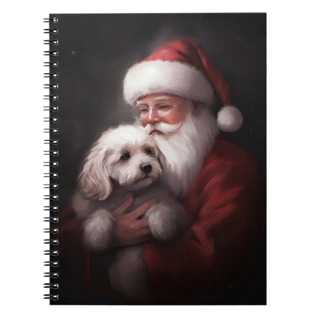 Poodle With Santa Claus Festive Christmas  Notebook (Front)