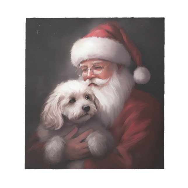 Poodle With Santa Claus Festive Christmas  Notepad (Front)
