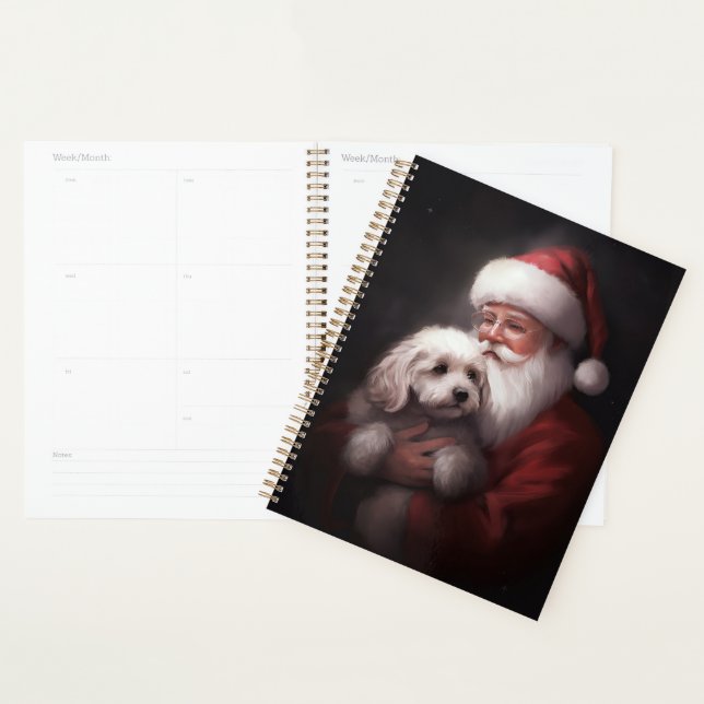 Poodle With Santa Claus Festive Christmas  Planner (Display)