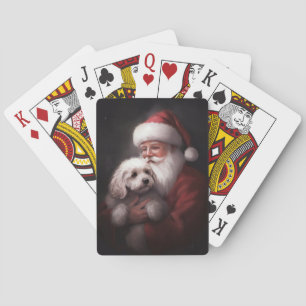 Poodle With Santa Claus Festive Christmas  Poker Cards