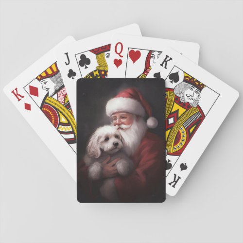 Poodle With Santa Claus Festive Christmas  Poker Cards