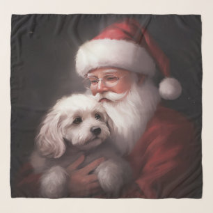Poodle With Santa Claus Festive Christmas  Scarf