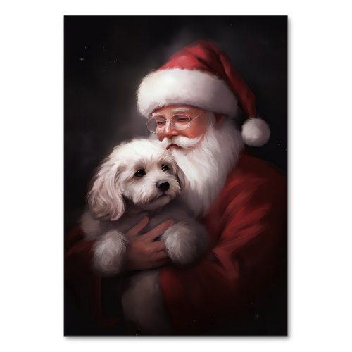 Poodle With Santa Claus Festive Christmas  Table Number