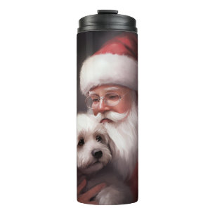 Poodle With Santa Claus Festive Christmas Thermal Tumbler