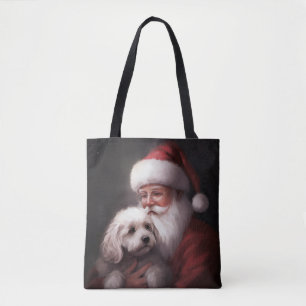 Poodle With Santa Claus Festive Christmas Tote Bag