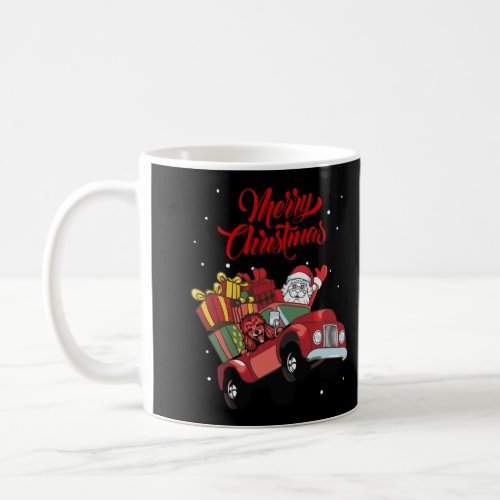 Poodle With Santa Claus In Red Truck Dog Shirt Coffee Mug