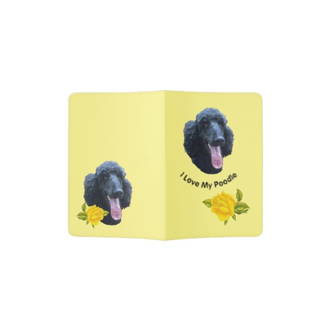 Poodle with Yellow Roses Passport Holder (Opened)