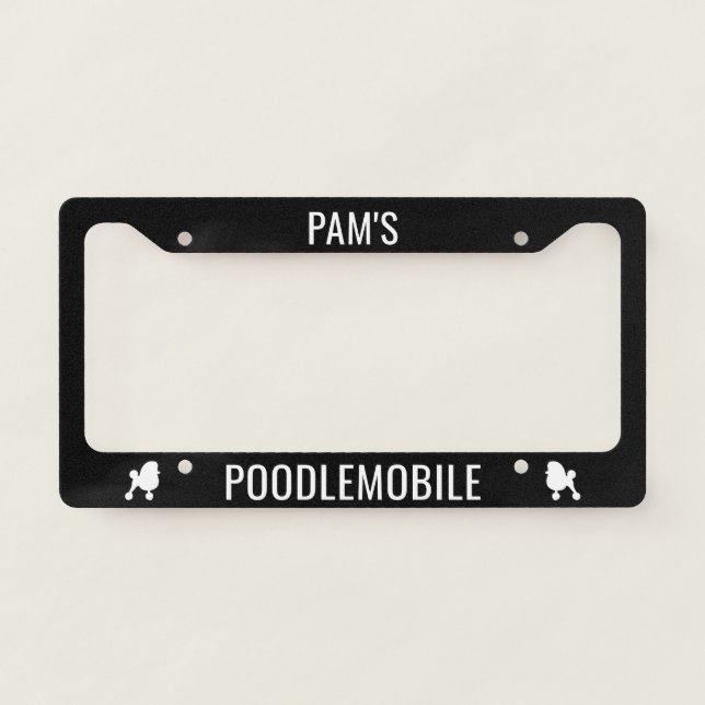 Poodlemobile Toy Poodle Dog Silhouettes Custom License Plate Frame (Front)