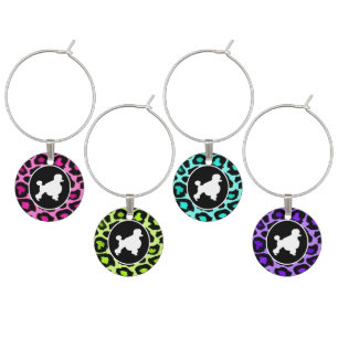 Poodles and Leopards Wine Glass Charm