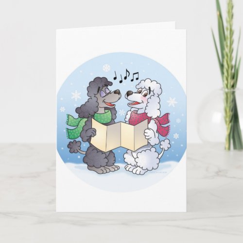 Poodles Christmas Caroling Holiday Card