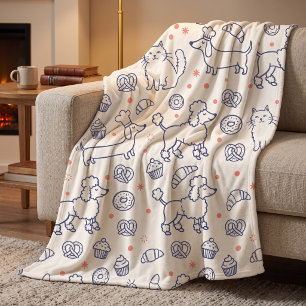 Poodles Dachshunds & Donuts Fleece Blanket