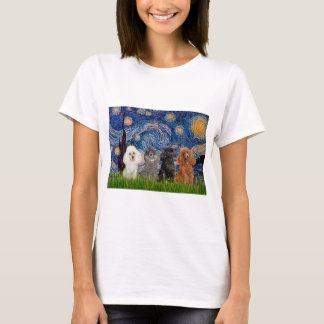 Poodles (four) - Starry Night T-Shirt