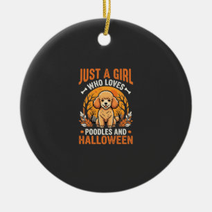 Poodles Halloween Girl Dog Lover Design_1 Ceramic Ornament