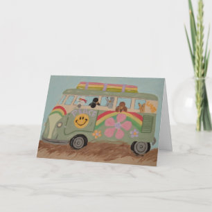 Poodles in Hippy Van Card