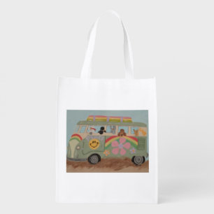 Poodles in Hippy Van Grocery Bag