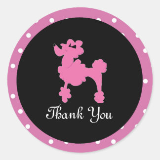 Poodles in Paris Pink Round Sticker Seal