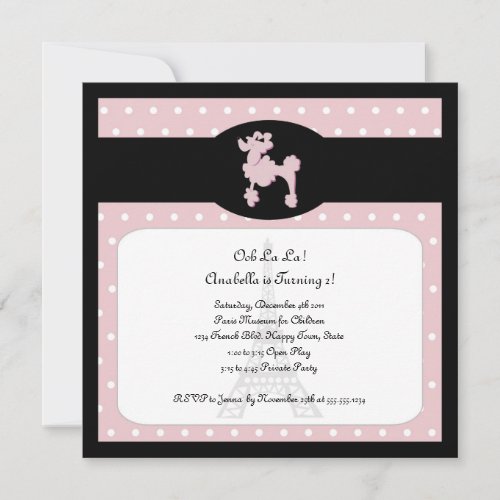 Poodles in Paris Square Pink Invitation
