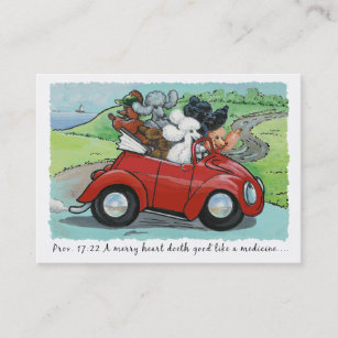 Poodles in Vintage Auto Scripture Business Cards
