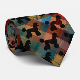 Poodles on Plaid Necktie