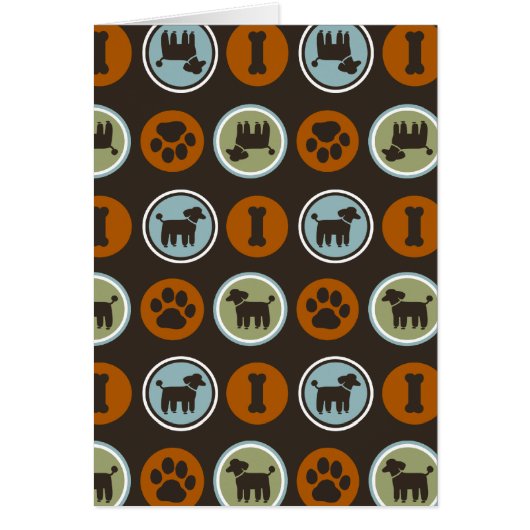 Poodles Pattern with Paw Prints and Dog Biscuits Cards (Front)