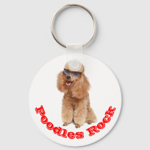 Poodles Rock! Apricot Miniature Poodle Puppy Dog Keychain